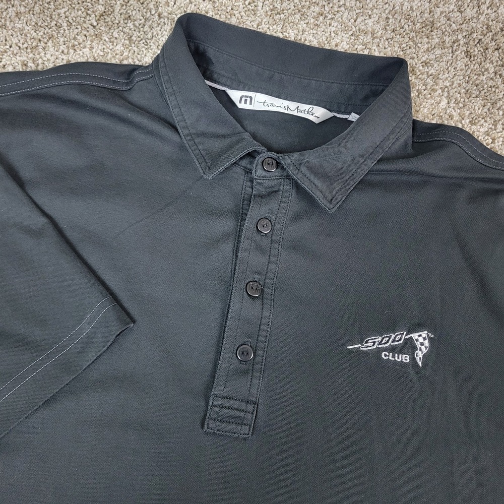 Travis Mathew Mens Large Solid Black Performance Stretch Polo Short Sleeve